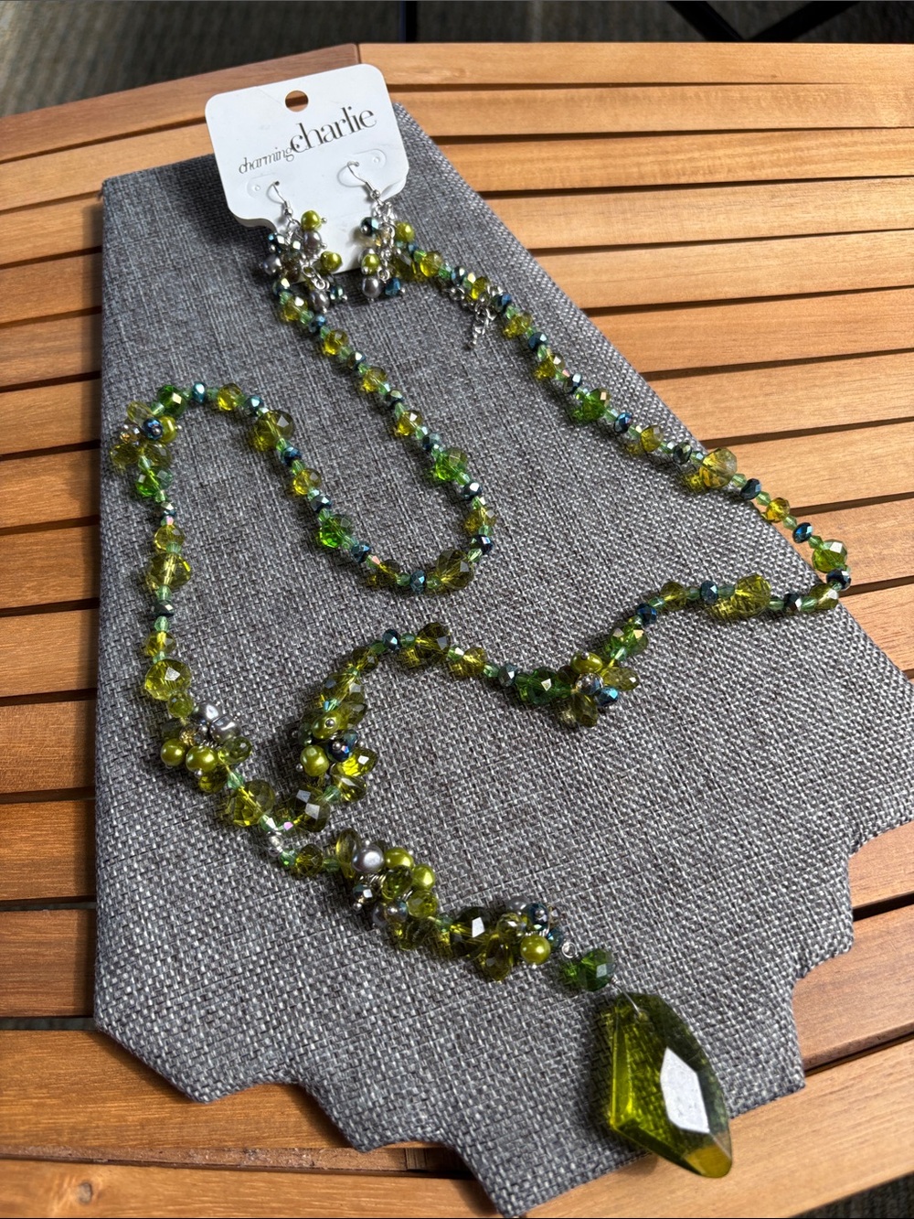 Charming Charlie Olive Green Beaded Set